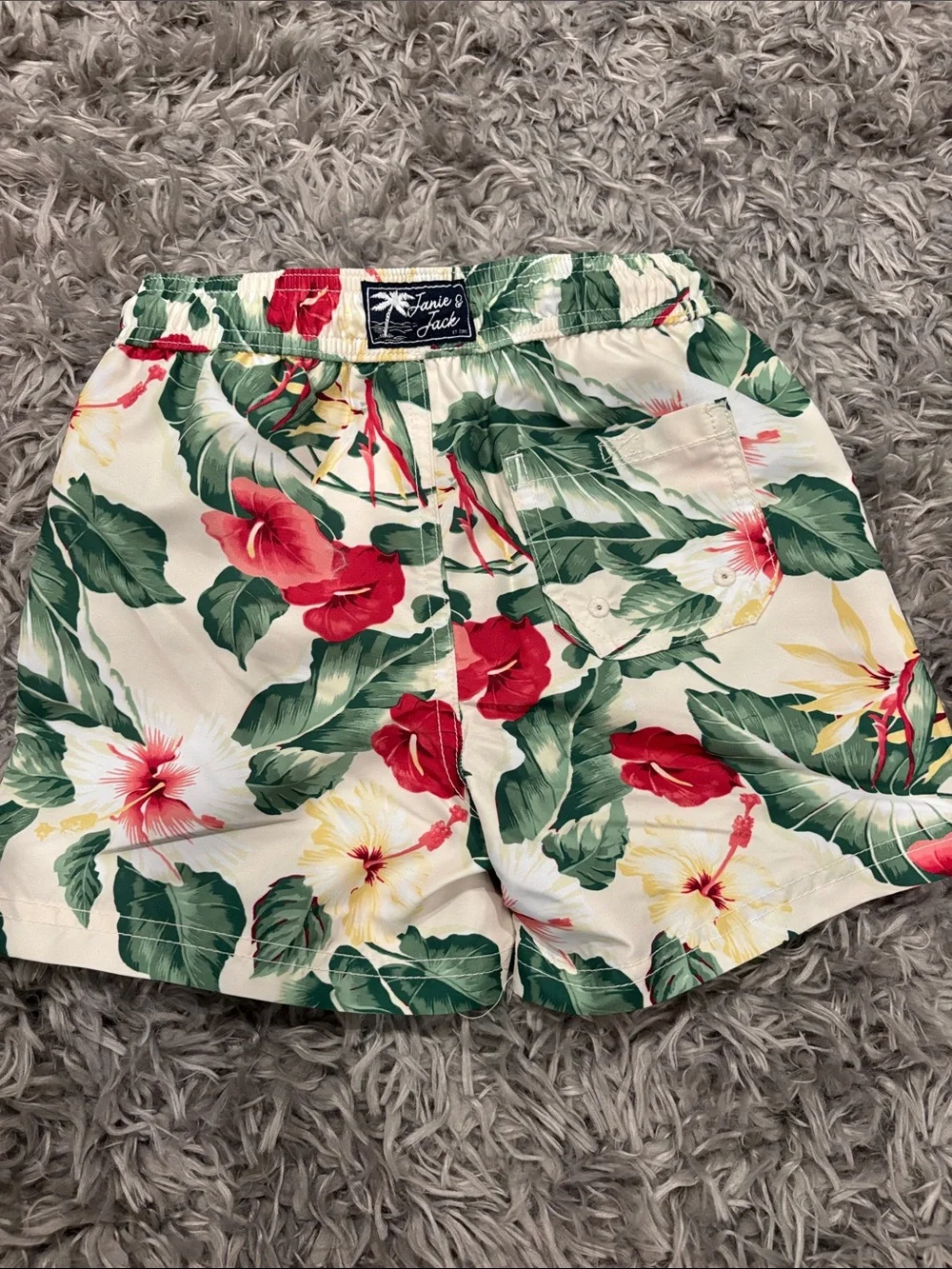 BNWT Janie and Jack Boy’s Tropical Floral Print Swim Shorts Size 5